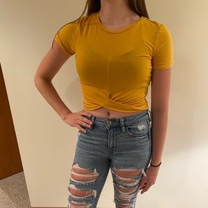 Yellow tied Crop top